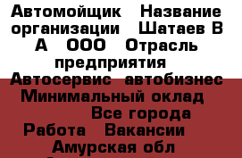 Автомойщик › Название организации ­ Шатаев В.А., ООО › Отрасль предприятия ­ Автосервис, автобизнес › Минимальный оклад ­ 25 000 - Все города Работа » Вакансии   . Амурская обл.,Архаринский р-н